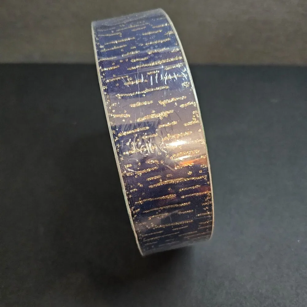 New Member's Mark Blue Gold Stripe Christmas Premium Ribbon 1.5 Inch 50 Yards